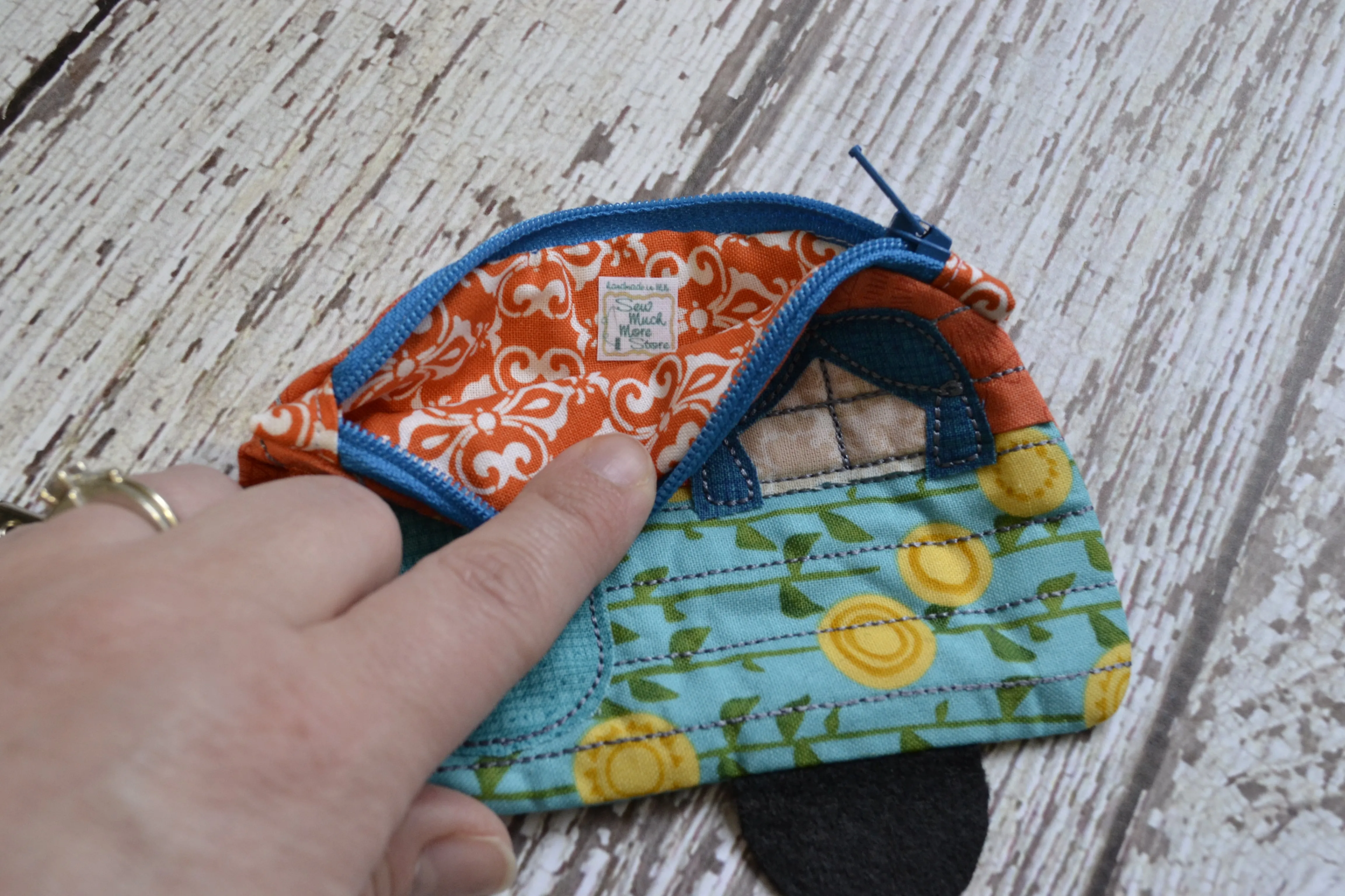 Camper Shaped Coin Purse -Re-Purposed Fabric - Group R - (3)