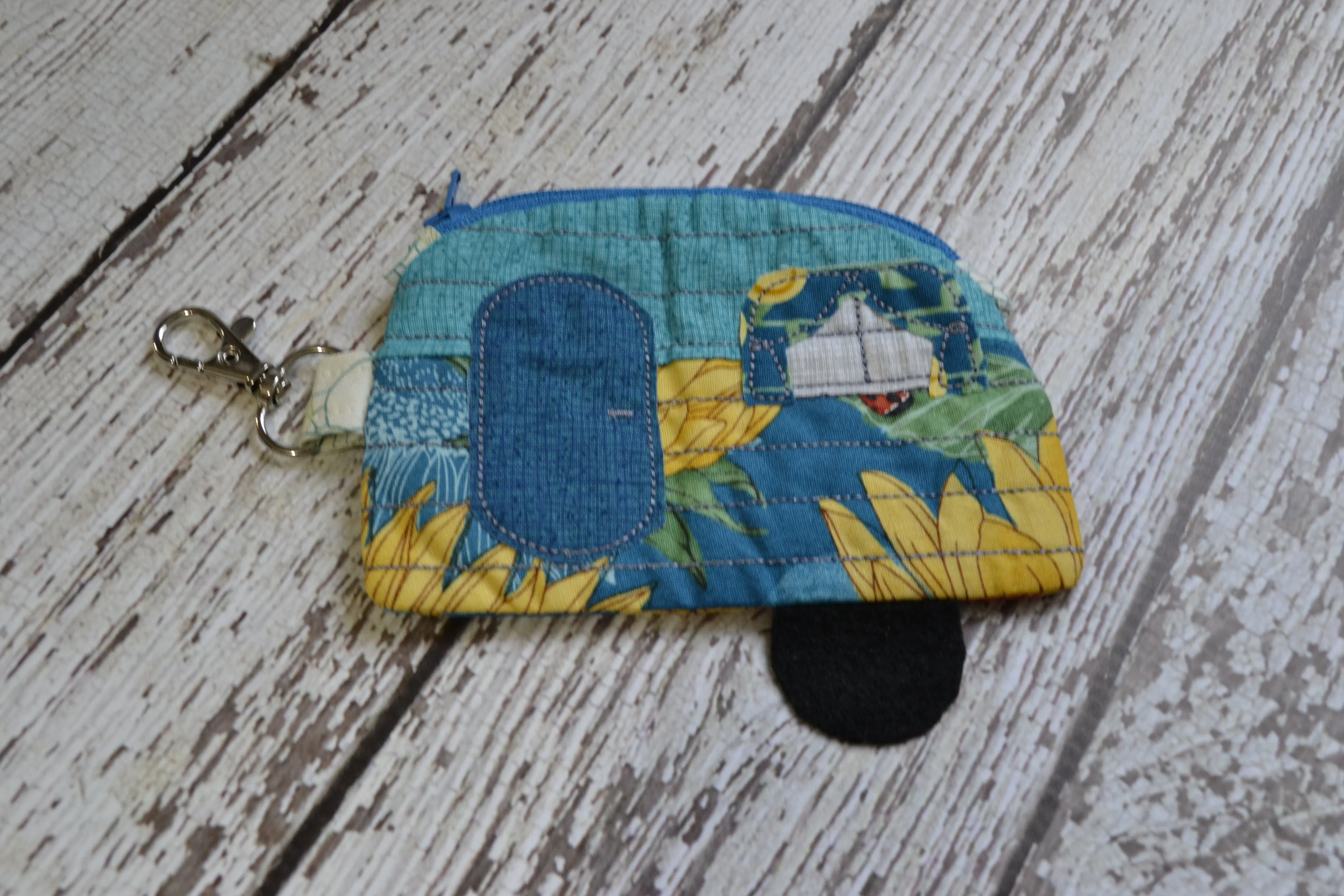 Camper Shaped Coin Purse -Re-Purposed Fabric - Group R - (3)