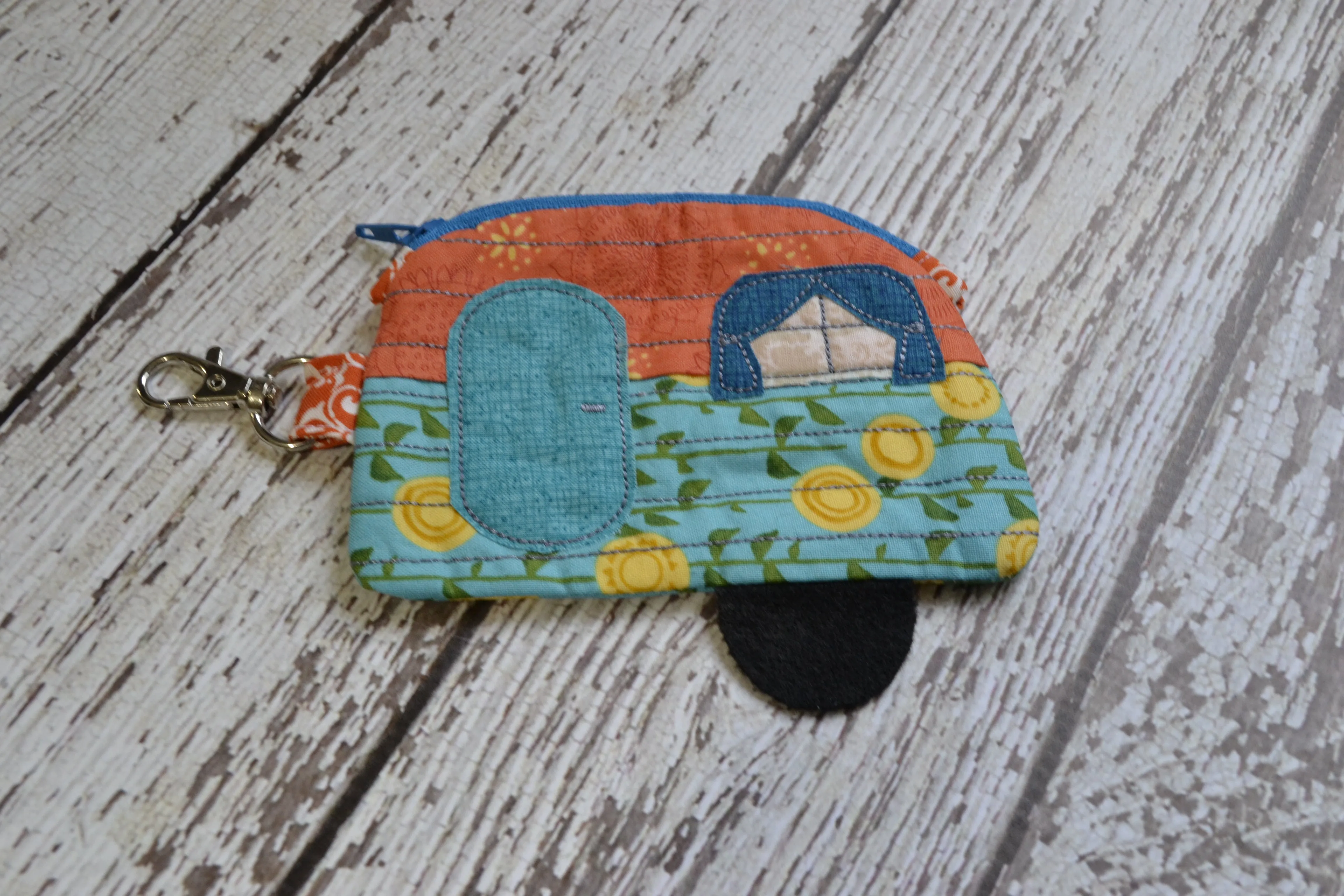 Camper Shaped Coin Purse -Re-Purposed Fabric - Group R - (3)