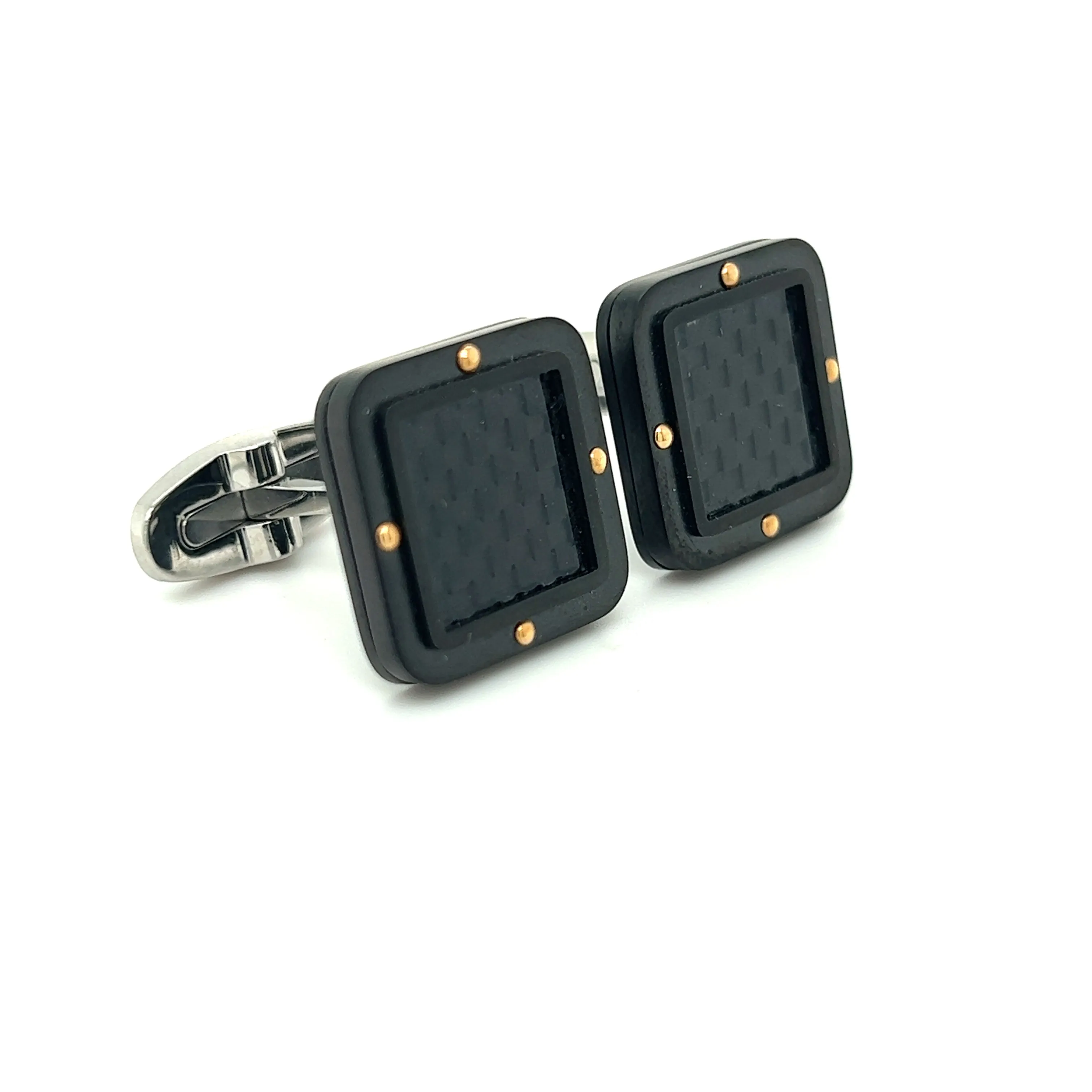 Carbon Fibre Gold Cufflinks