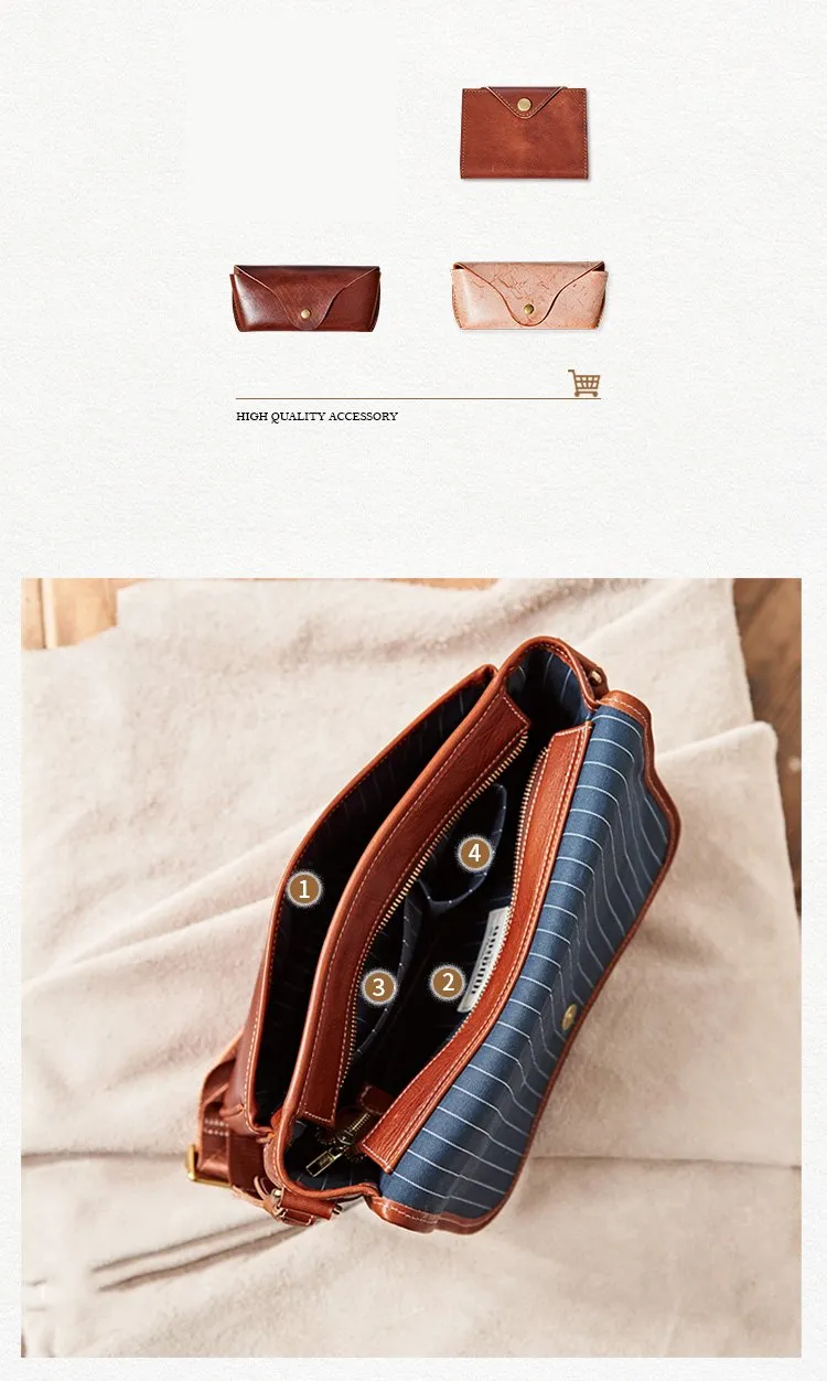 Casual Black Leather Mens Messenger Bag Side Bag Leather Brown Courier Bag For Men