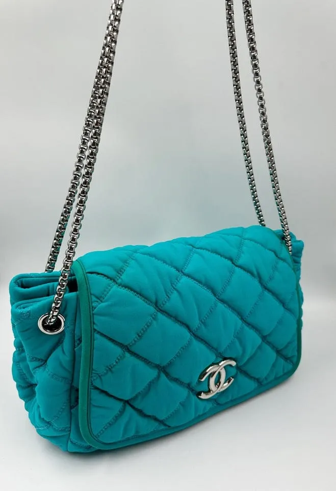 Chanel Bubble Quilted Shoulder Bag - Turquoise Blue