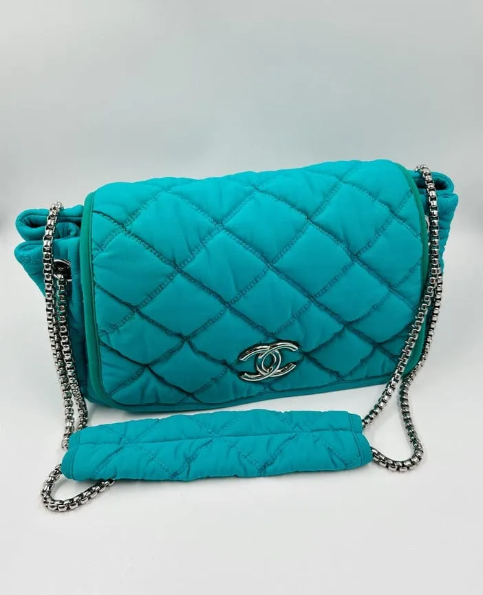 Chanel Bubble Quilted Shoulder Bag - Turquoise Blue
