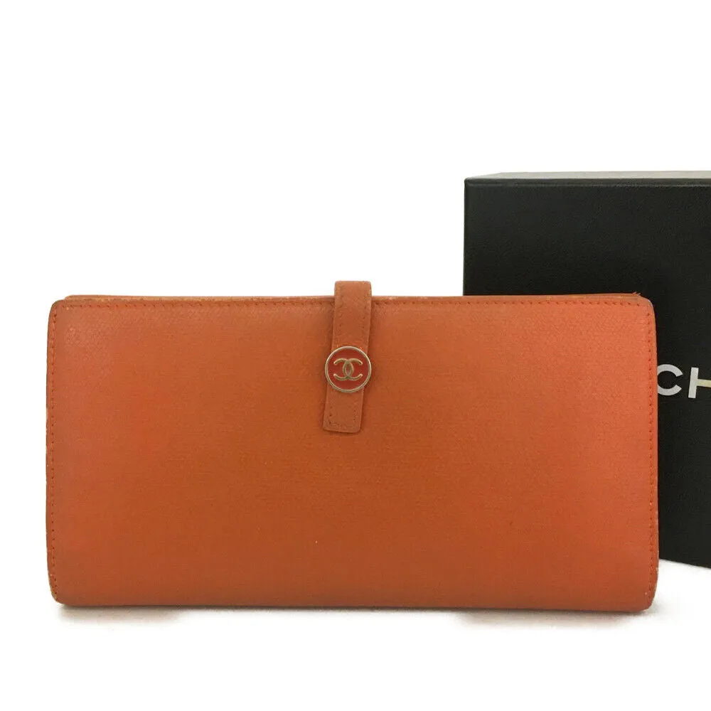 Chanel Coco Button Leather Long Bifold