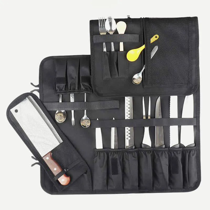 Chef Knife Roll Bag Kitchen Utensil Organizer Padded and Holds Handbag