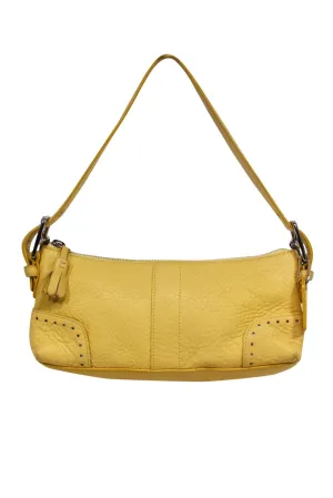 Coach - Light Yellow Textured Leather Baguette