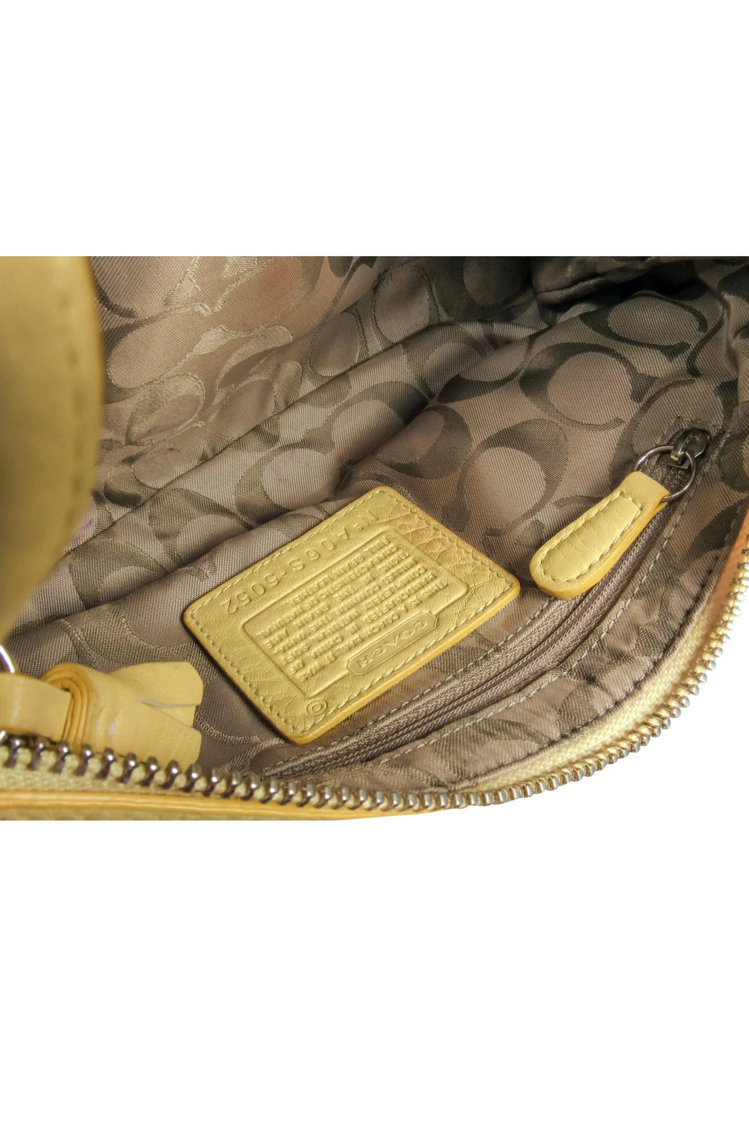 Coach - Light Yellow Textured Leather Baguette