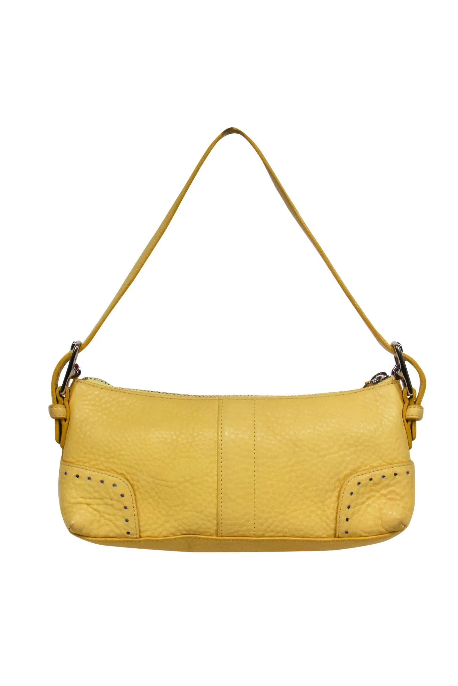 Coach - Light Yellow Textured Leather Baguette