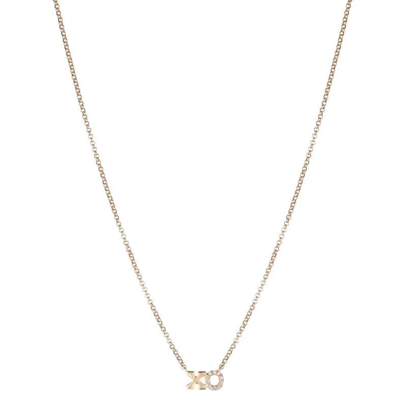 Diamond Pavé XO Necklace, 14k