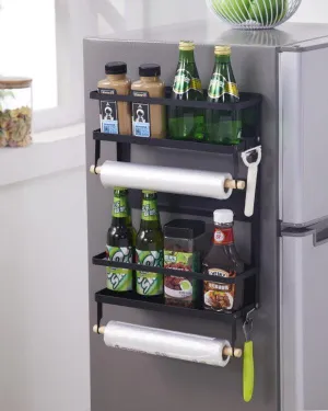 Double Shelf Magnetic Rack for Kitchen | Fridge Side Storage Organizer