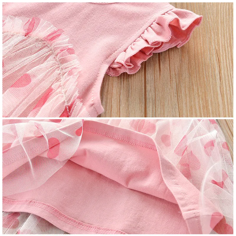 DUNNMALL  Firefly Pet  Foreign Trade Exclusive for Cross-Border Girls Dress Summer Korean Style Pink Love Gauze Dress Girls Princess Dress