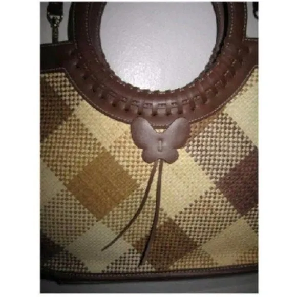 Etienne Aigner Vintage Tan Camel Wicker 2-Way