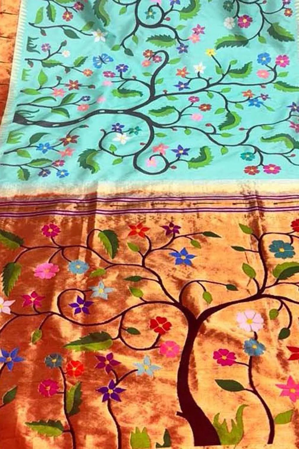 Exquisite Blue Paithani Handloom Silk Saree: Timeless Elegance