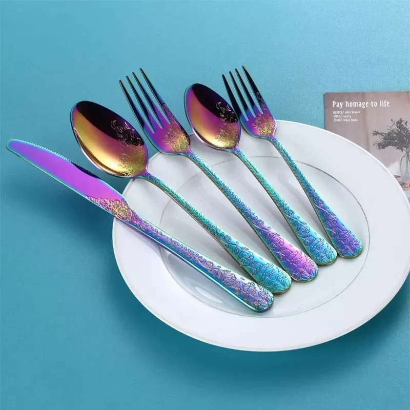 Exquisite Carving Stainless Steel Cutlery Set