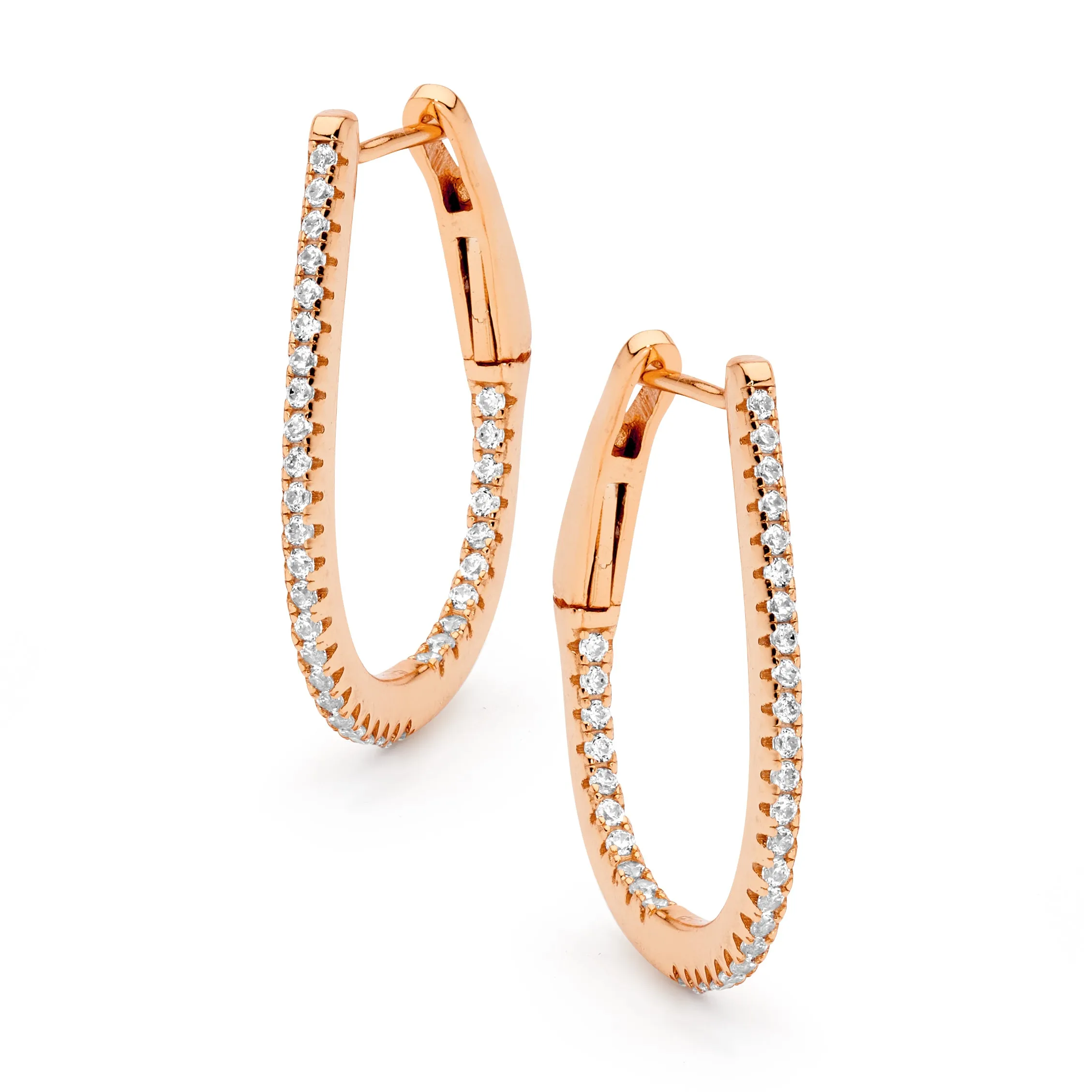 Exquisite Cubic Zirconia Oval Hoop Earrings