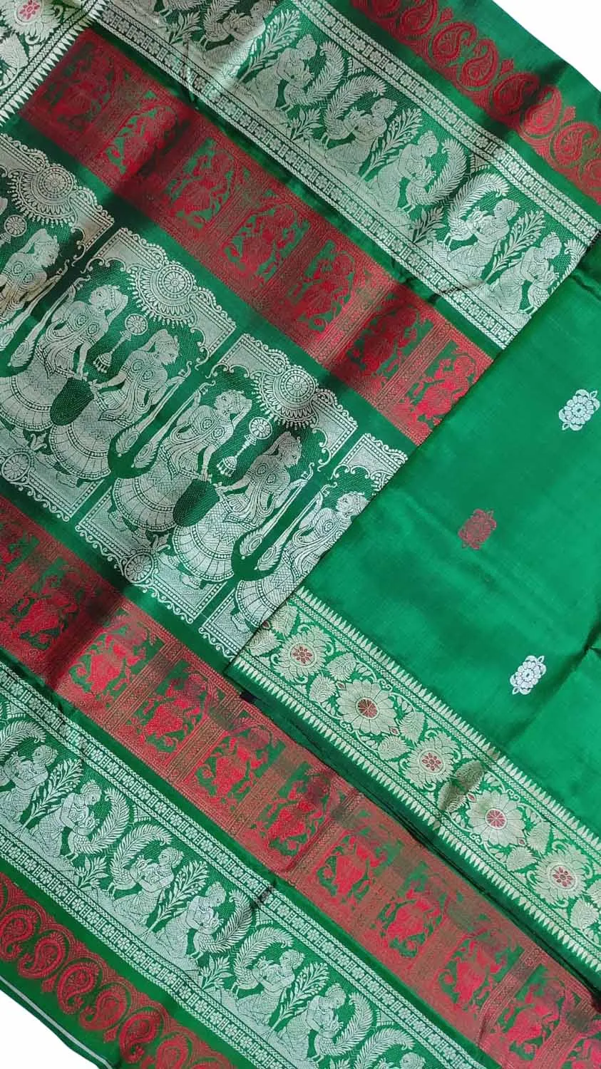 Exquisite Green Baluchari Handloom Silk Saree - Pure Elegance
