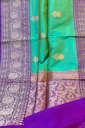 Exquisite Green Banarasi Silk Saree - Handloom Katan
