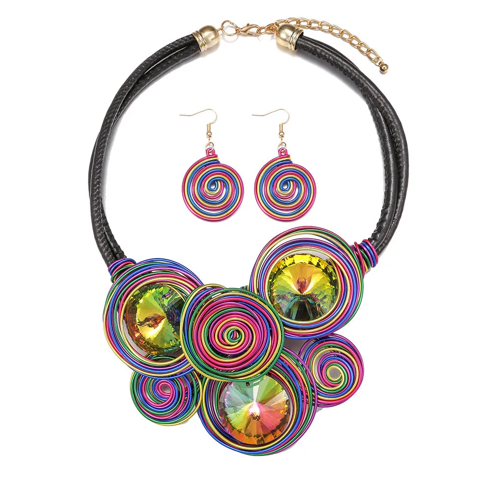 Exquisite Handcrafted Aluminum and Glass Necklace Set