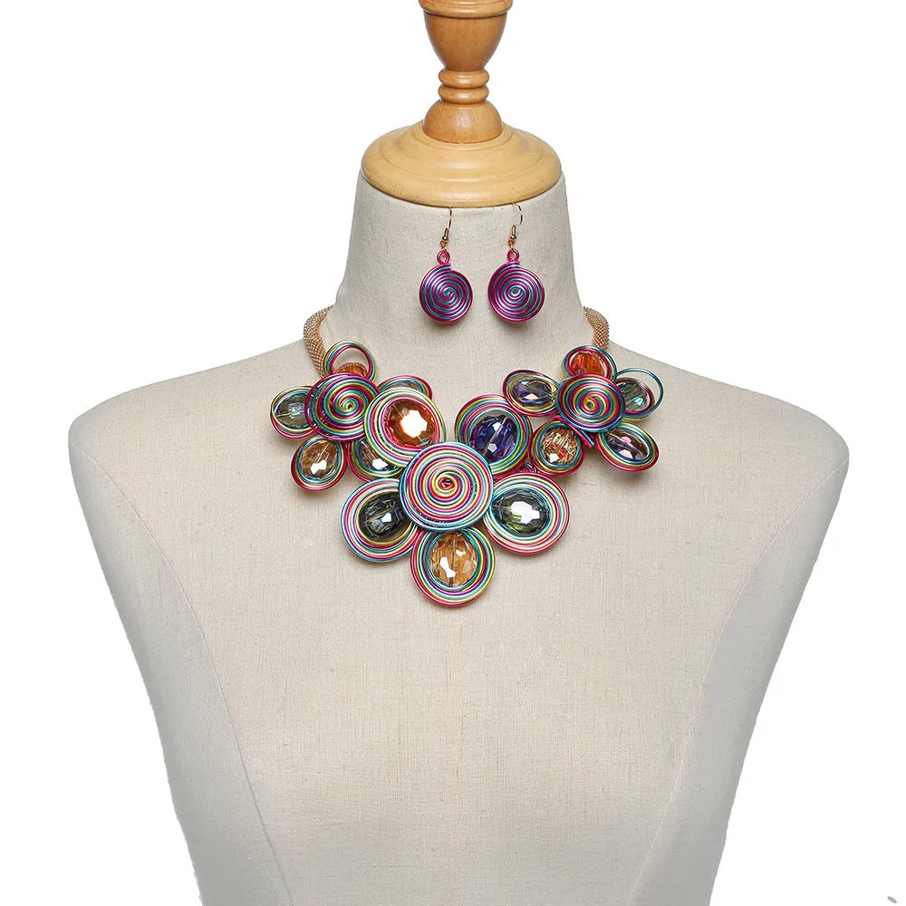 Exquisite Handcrafted Aluminum and Glass Necklace Set