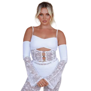 Exquisite Lace Crop and Sleeve Set