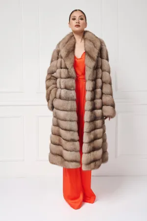 Exquisite Long Sable Coat with Lapels