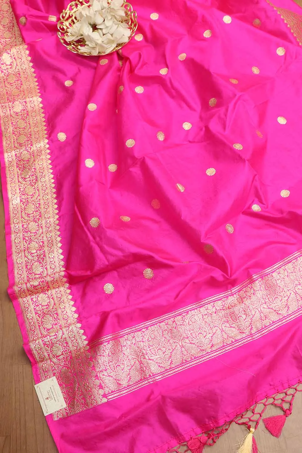 Exquisite Pink Handloom Banarasi Pure Katan Silk Dupatta