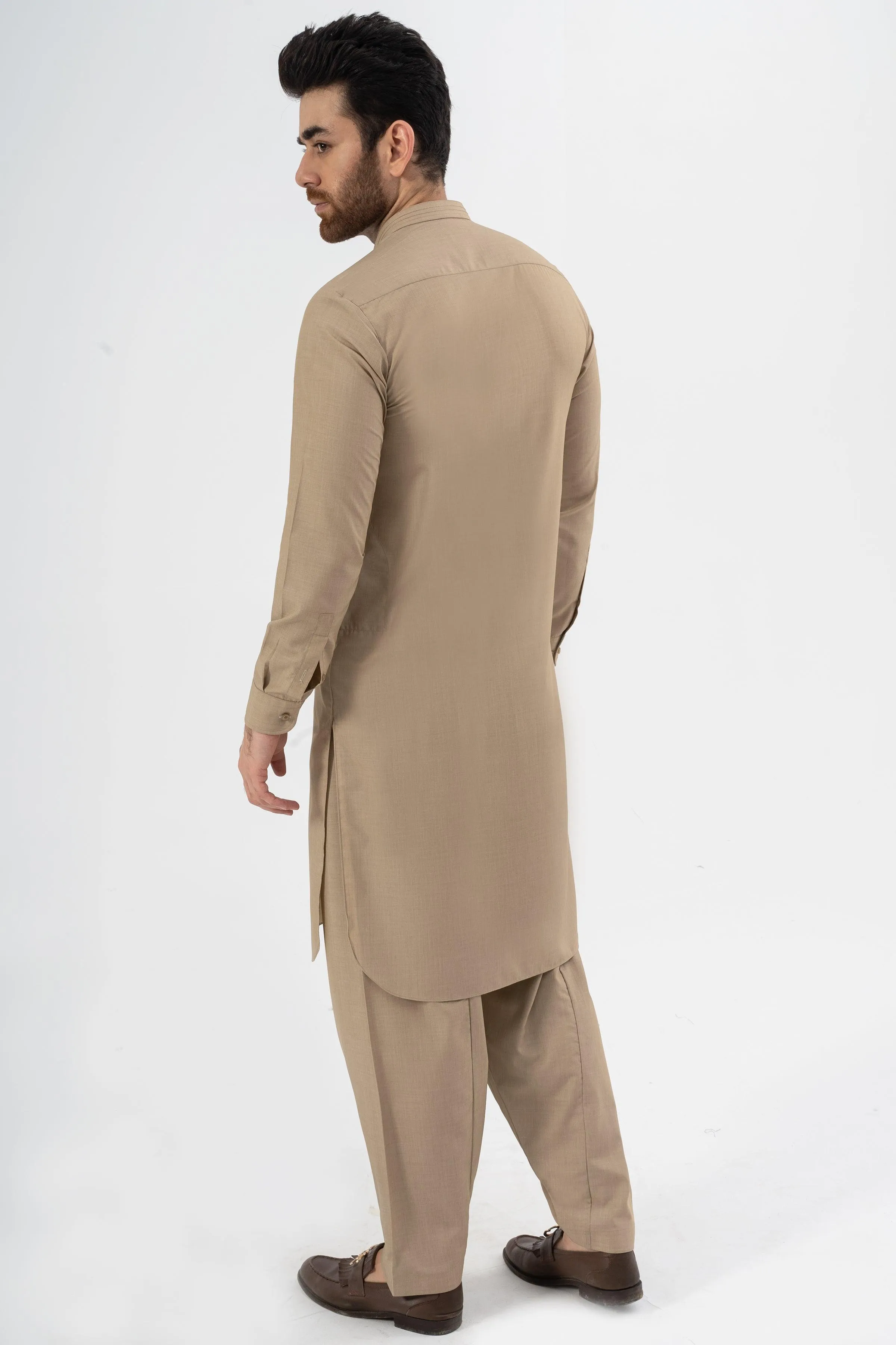 EXQUISITE TEXTURED SHALWAR KAMEEZ KHAKI