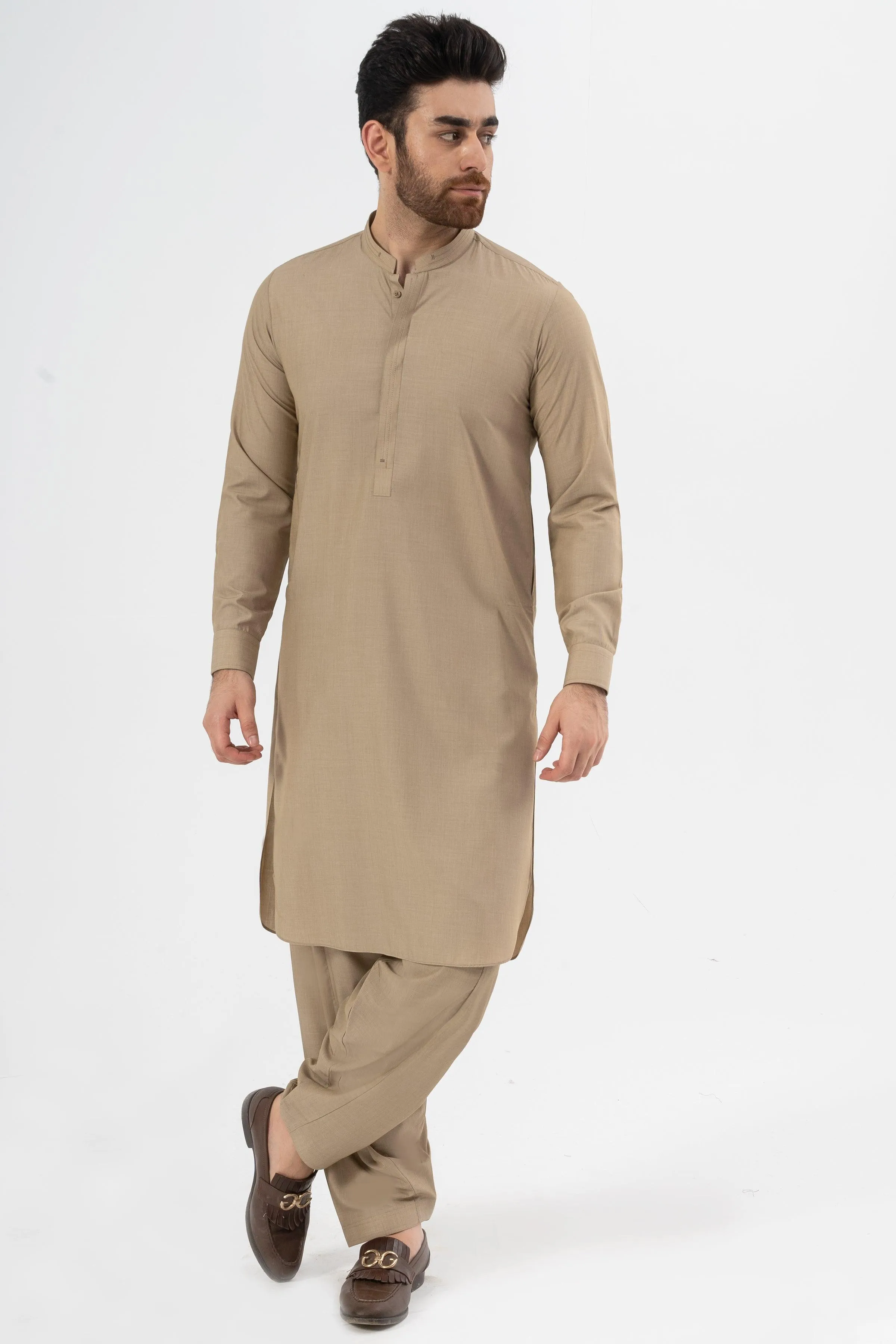 EXQUISITE TEXTURED SHALWAR KAMEEZ KHAKI