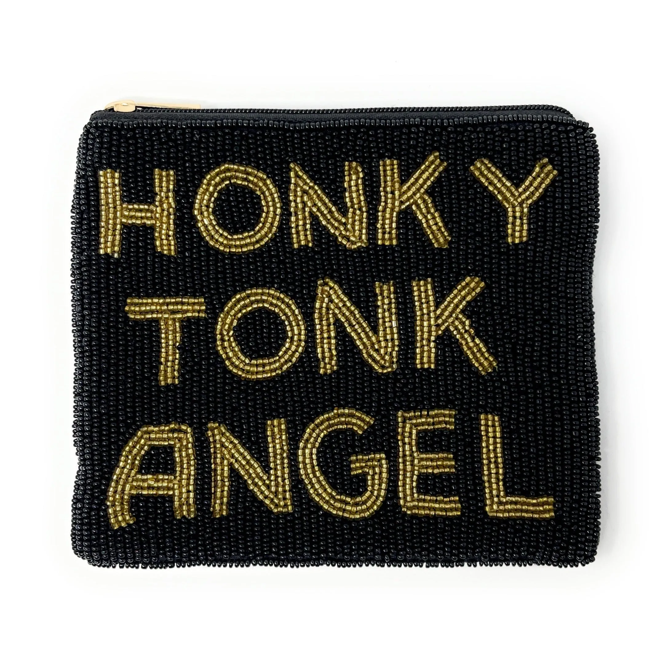 Gold Black Beaded Coin Purse