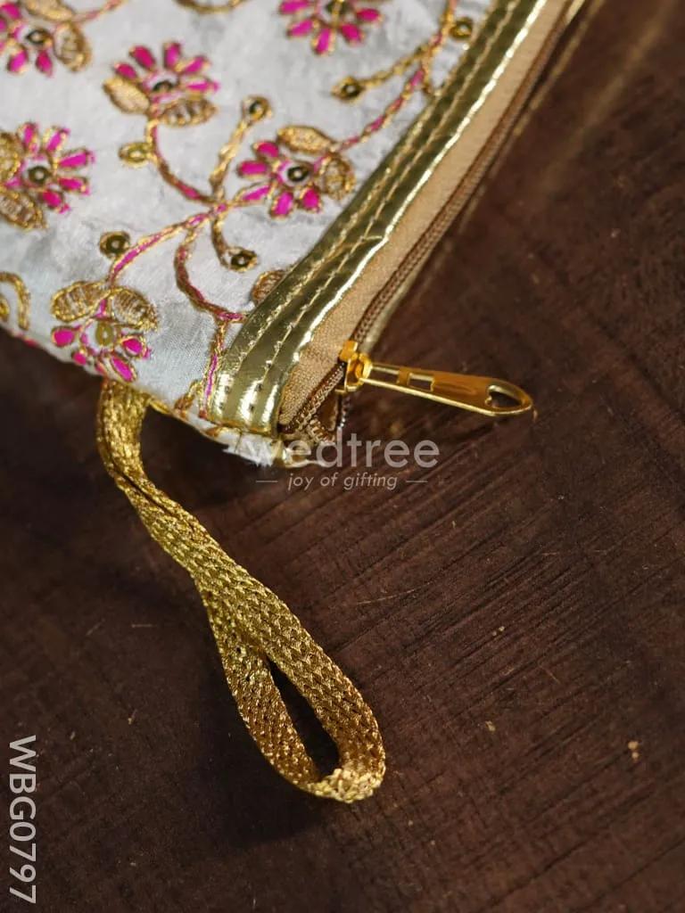 Golden Floral Embroidered Purse - WBG0797