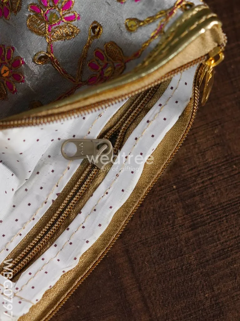 Golden Floral Embroidered Purse - WBG0797