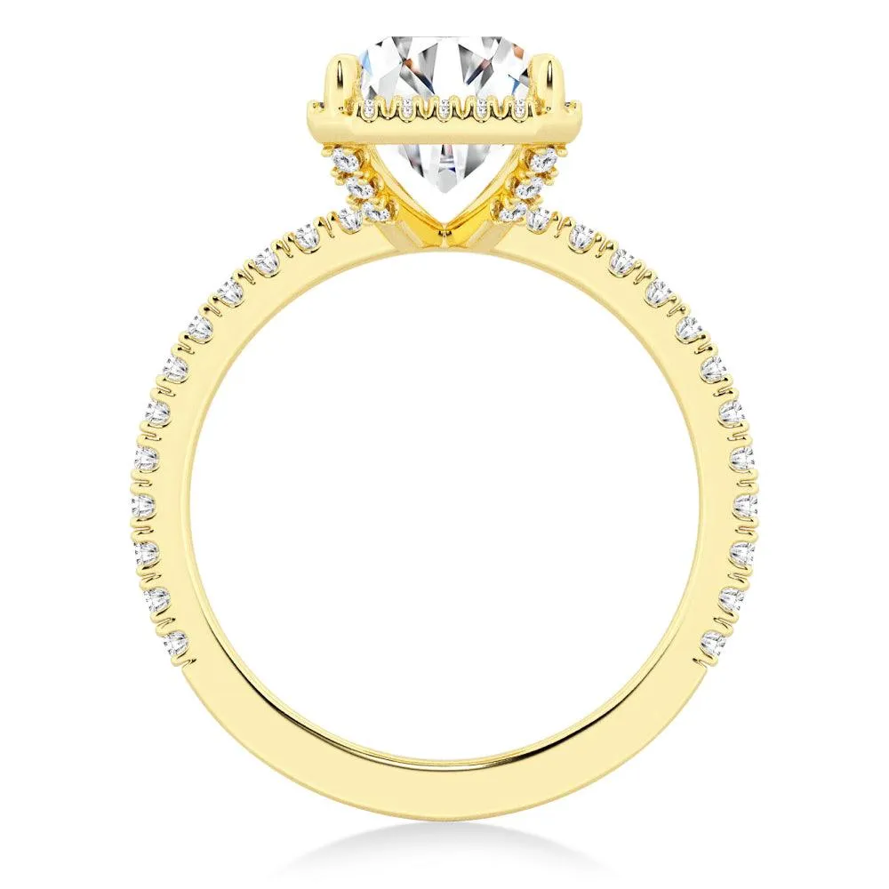 Half Eternity Radiant Cut Halo Engagement Ring