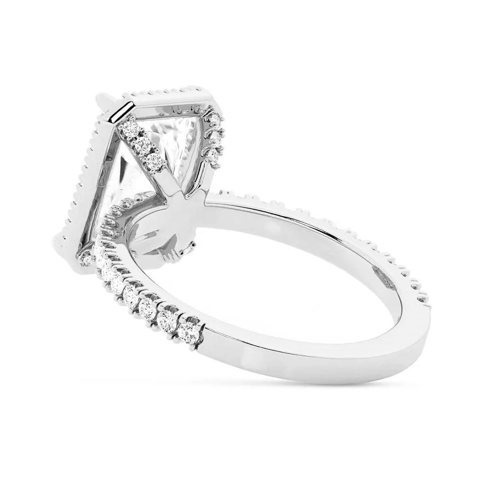 Half Eternity Radiant Cut Halo Engagement Ring