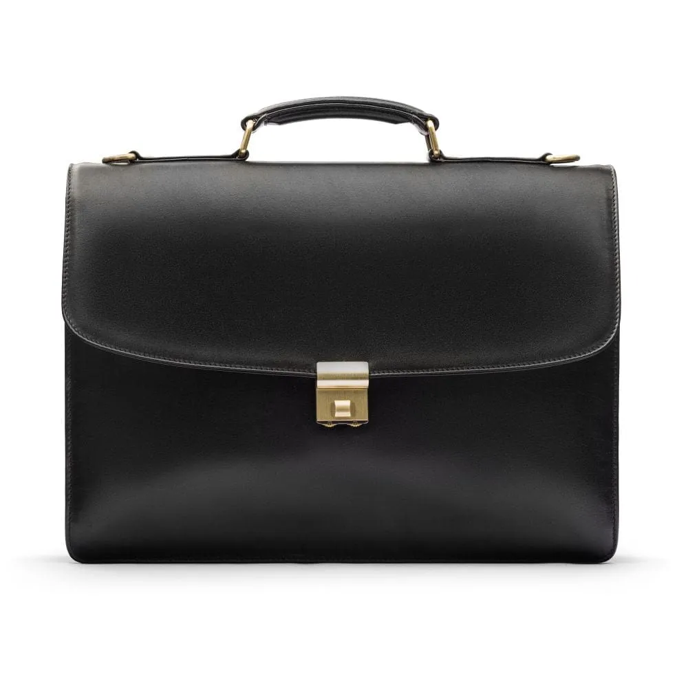 Hampton Leather Trolley Sleeve Briefcase - Black