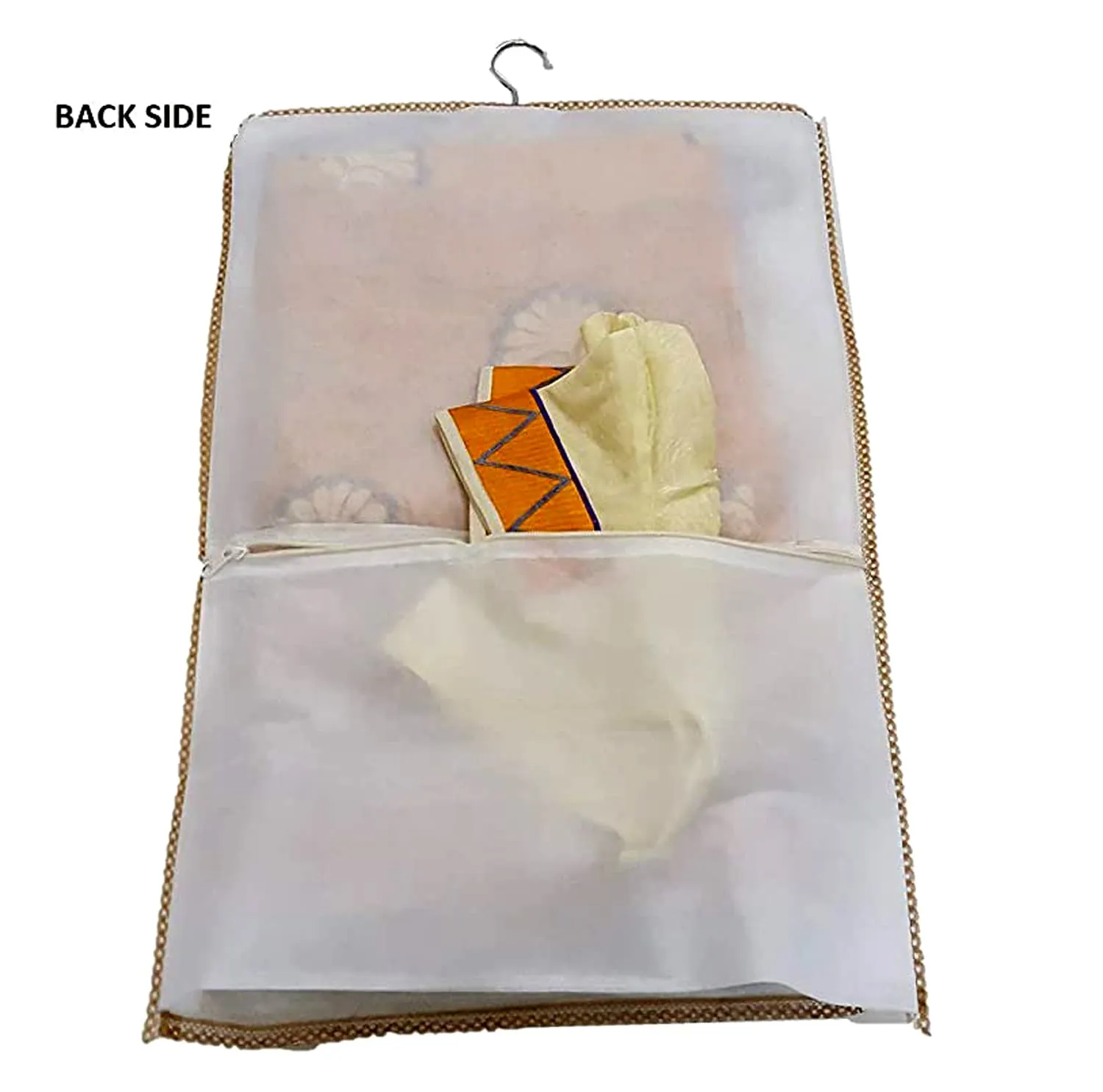 Heart Home Non Woven Hanging Saree Cover, Wardrobe Organizer, Closet Organizer, Saree & Garments Protector Cover With 1 Zipper Compartment on Back Side- Pack of 6 (Pink)-HS_38_HEARTH21521