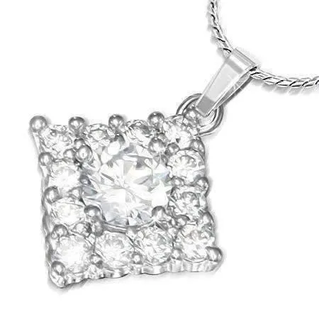 Jubilee Cubic Zirconia Square Pendant Necklace