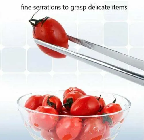Kitchen Tweezers Stainless Steel Food Tongs Straight Serrated Tips 4.5" (11cm) Tweezers for Home & Commercial Kitchens