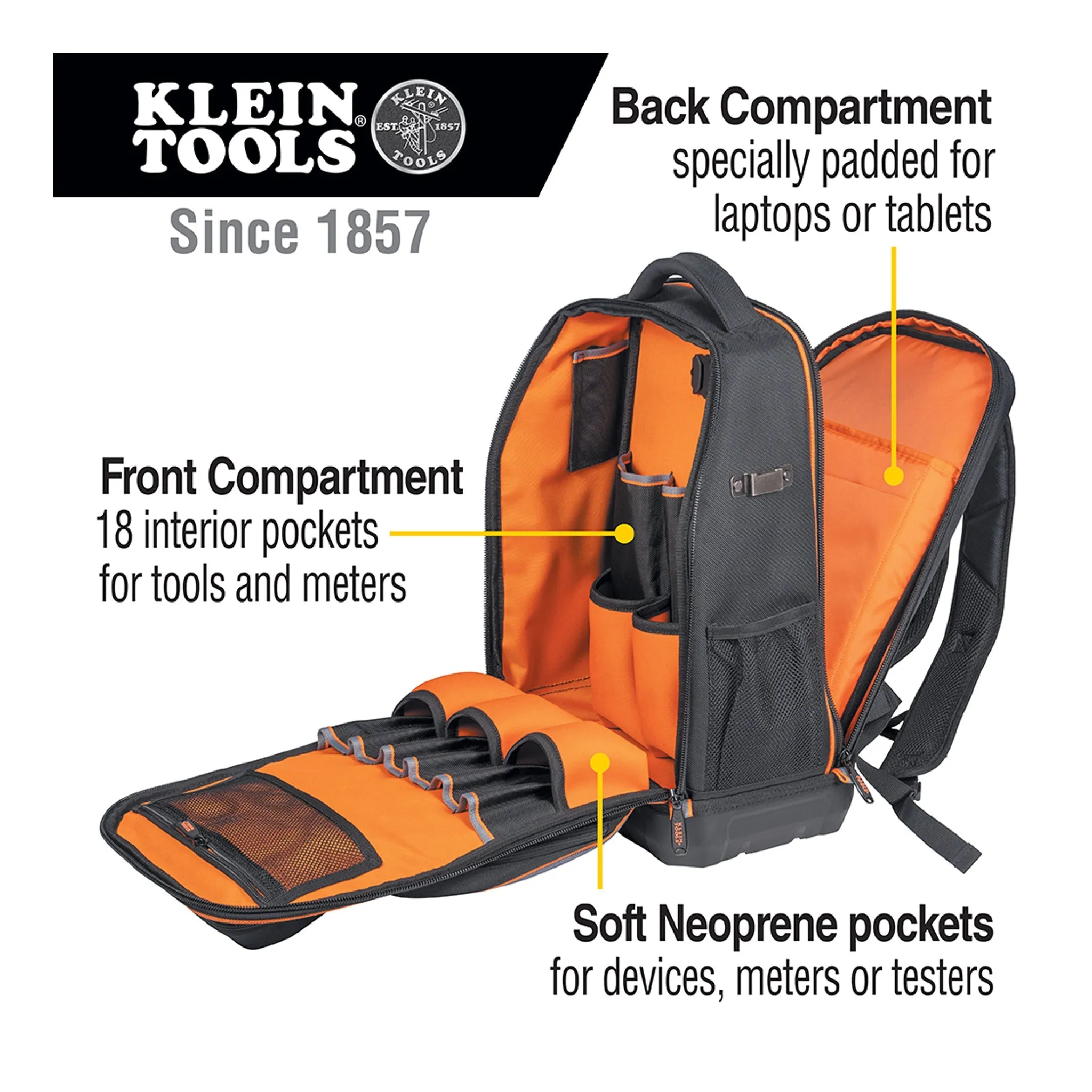 Klein Tools 62805BPTECH Tradesman Pro XL Tech Tool Bag Backpack - 28-Pockets