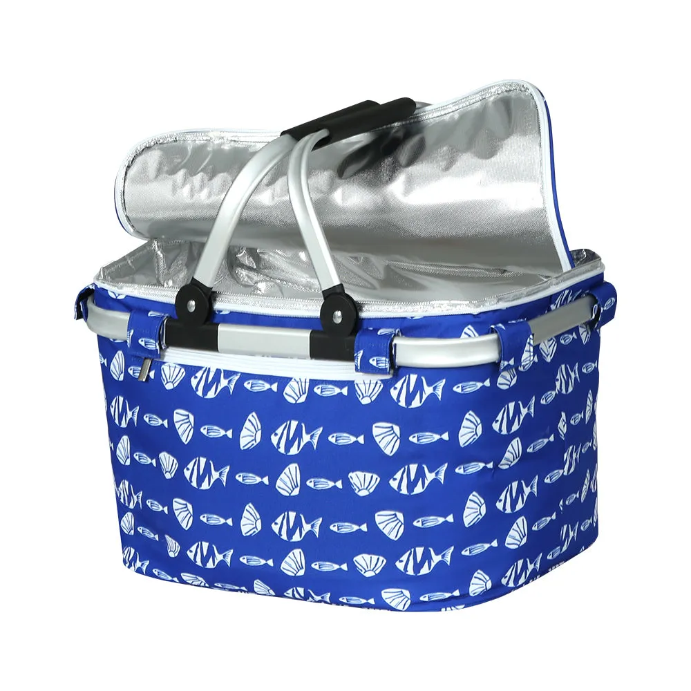 Large Folding Picnic Bag Basket Hamper Camping Hiking Insulated Lunch Cooler