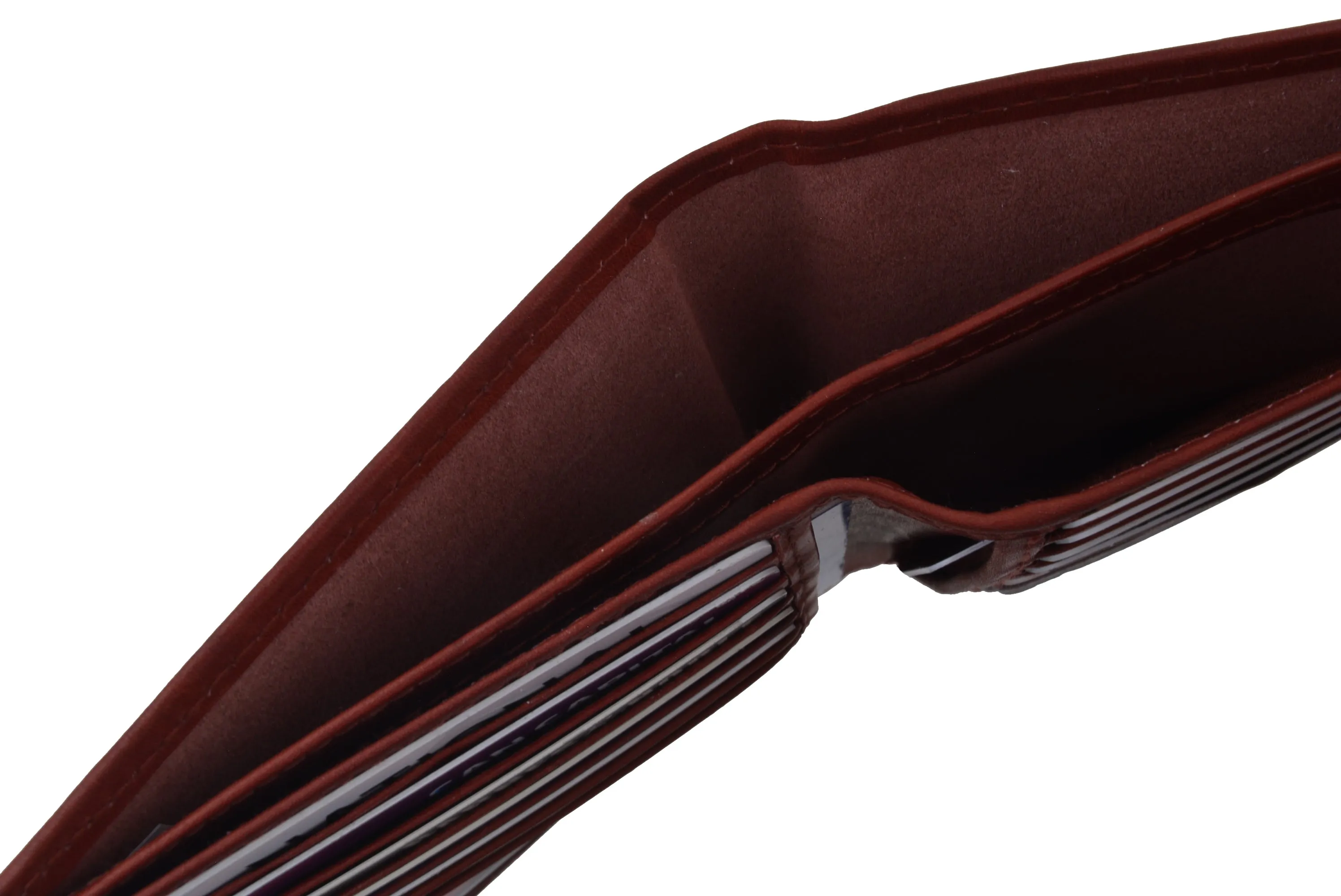 Mens Leather Large Hipster Bifold Credit Card Id Wallet Euro Burgundy RFID