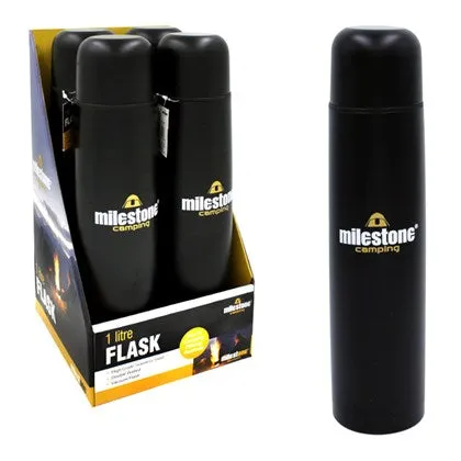 Milestone Cycling Stainless Steel Vacuum Flask 1L Matte Black