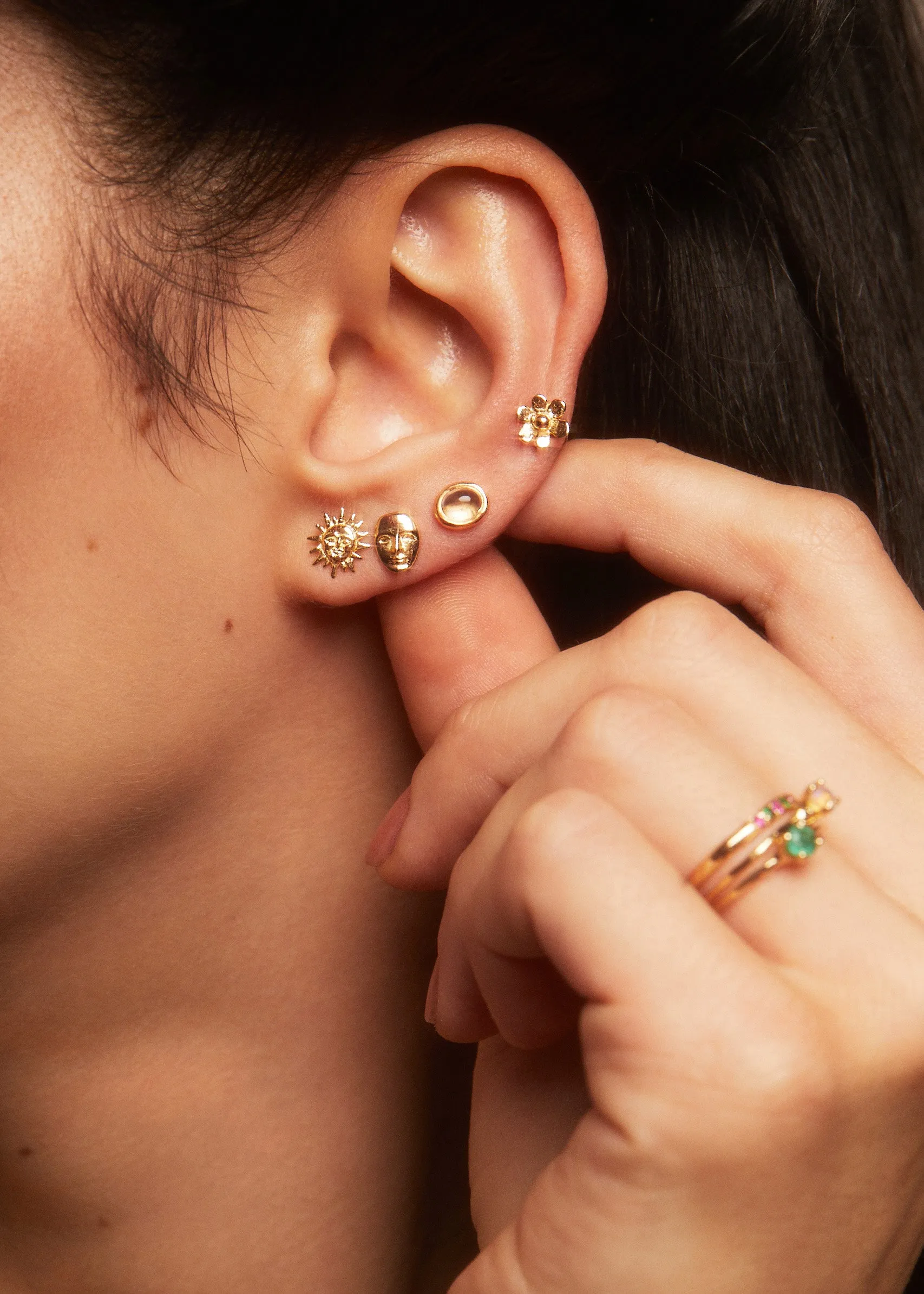 Mini Face Studs in 14k