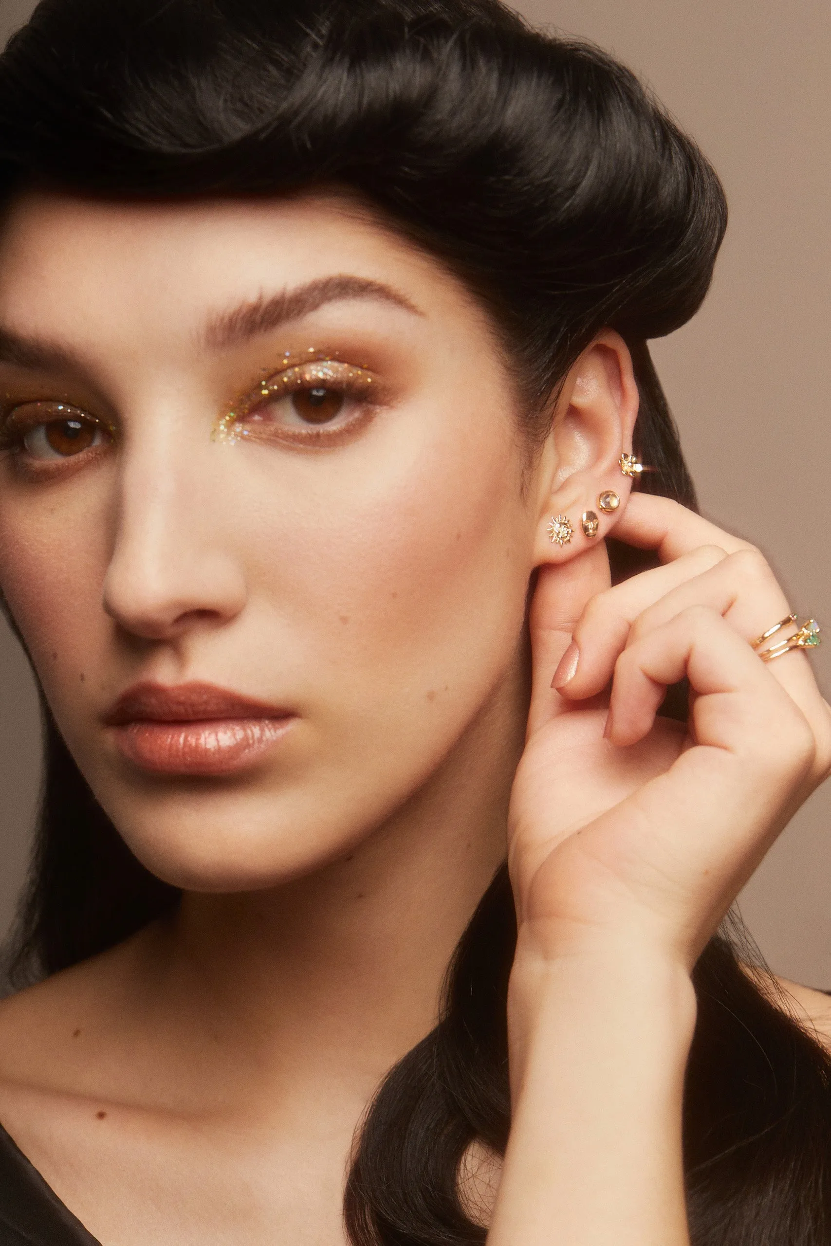 Mini Face Studs in 14k