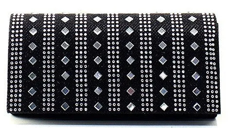 Mirrored Gem Clutch Purse in Black