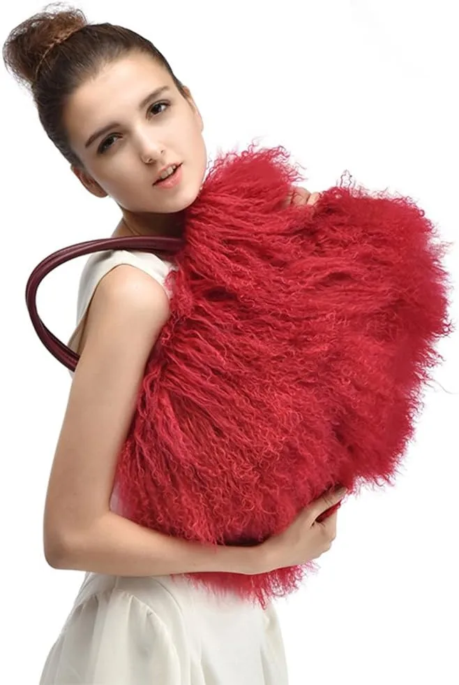 Mongolian Brown Luxury Wool Fur Handbag