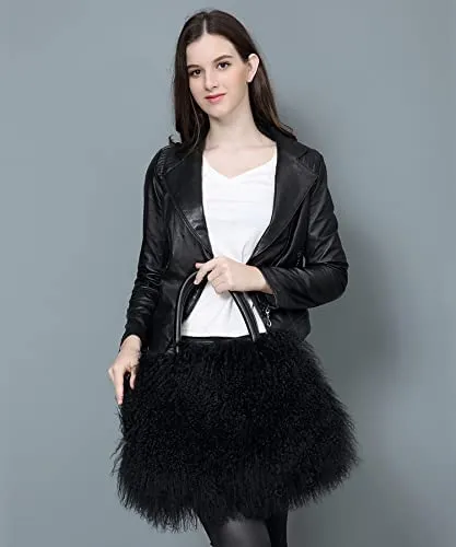 Mongolian Brown Luxury Wool Fur Handbag