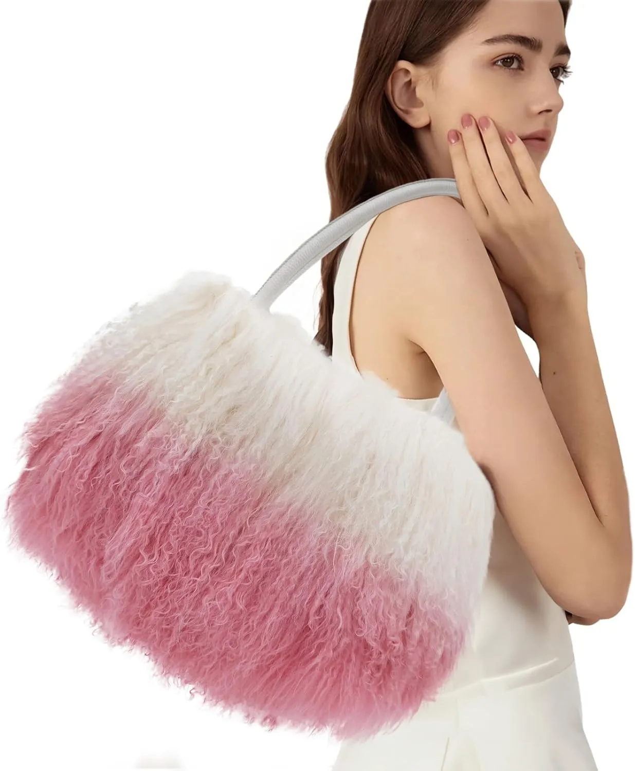 Mongolian Brown Luxury Wool Fur Handbag