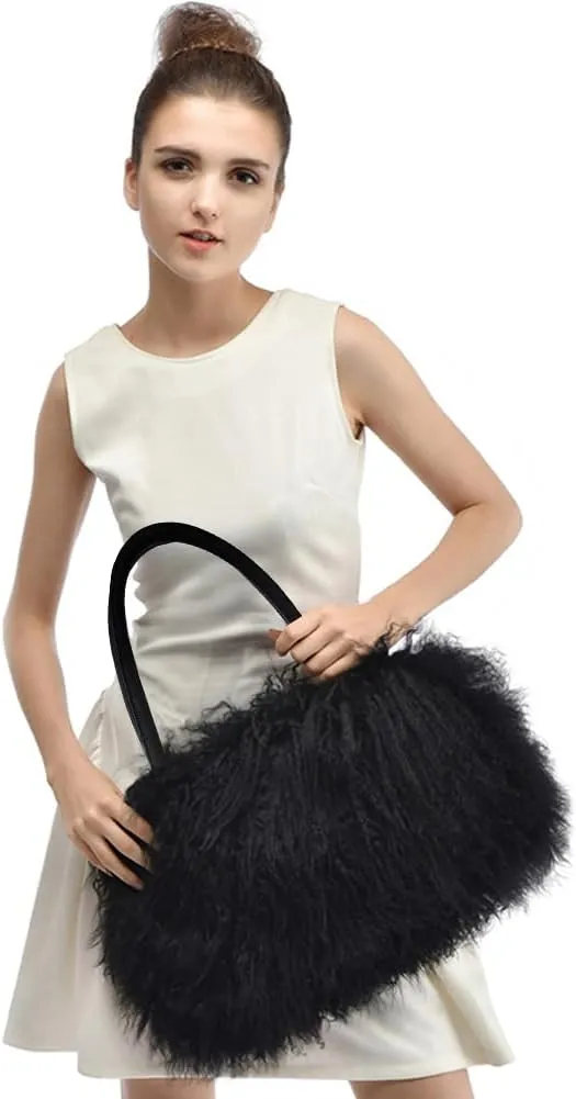 Mongolian Brown Luxury Wool Fur Handbag