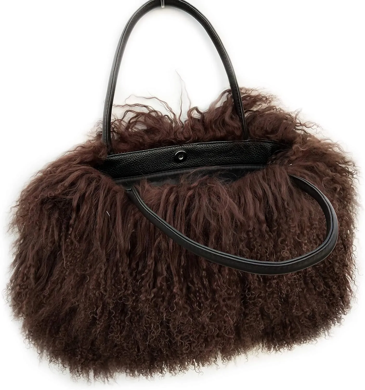 Mongolian Brown Luxury Wool Fur Handbag