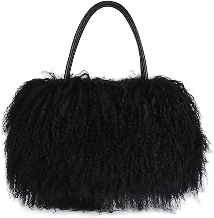 Mongolian Brown Luxury Wool Fur Handbag